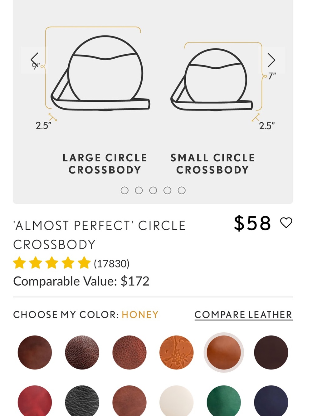 Portland Leather Goods Honey Circle Crossbody Bag - Picture 8 of 8